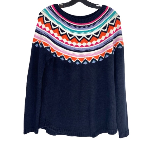 Talbots Multicolor Patterned Fairisle Crew Neck Sweater medium cotton - Picture 6 of 6